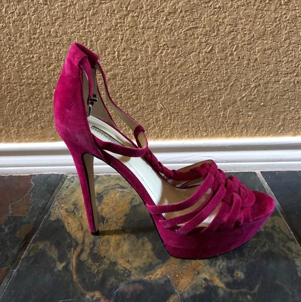 Sexy strappy platform sandals in maroon red